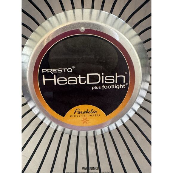 Presto Heat Dish Parabolic Electric Heater Plus FOOTLIGHT Portable Plug In READ - Picture 3 of 9